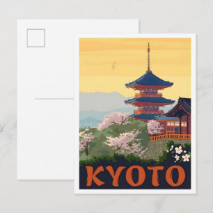 Postal Kyoto Japón Arte Vintage Viajes