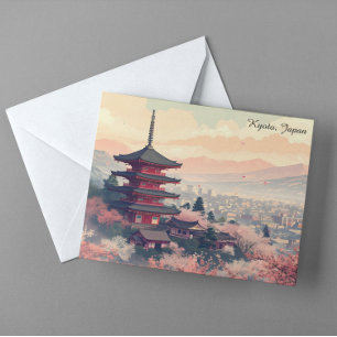 Postal Kyoto Japón Flor de Cerezo Templo Arte –  Sapura 