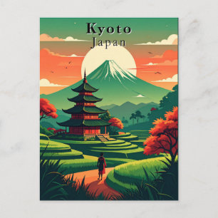 Postal Kyoto Japón Pagoda Antigua Paisaje Monte Fuji