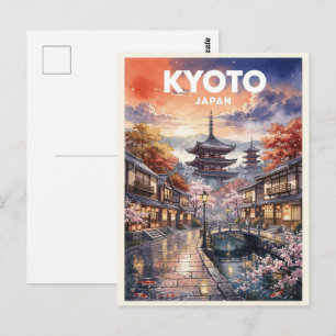 Postal Kyoto Japón Viaje Vintage