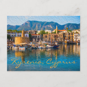 Postal Kyrenia, Chipre: Fotografía de pintura al petróleo