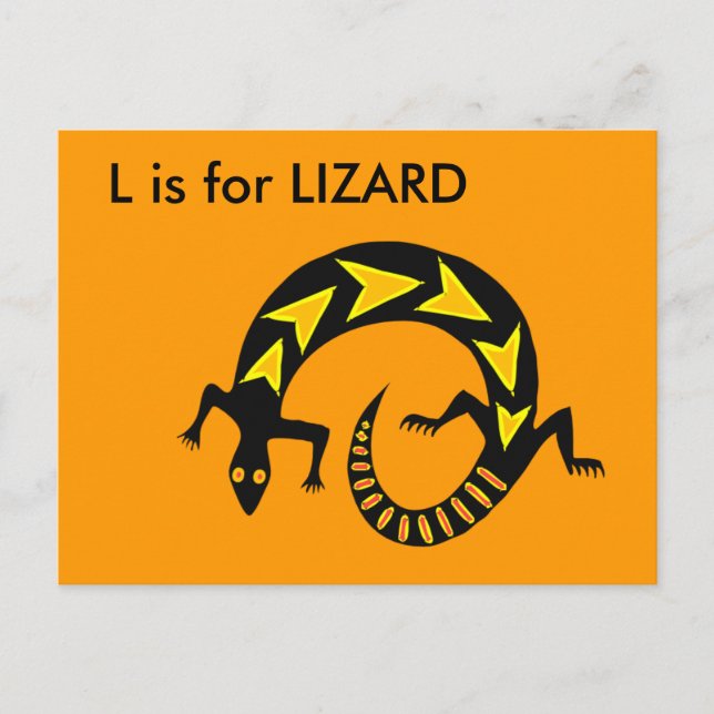 Postal "L" es para Lizard Alphabet Flashcard (Anverso)