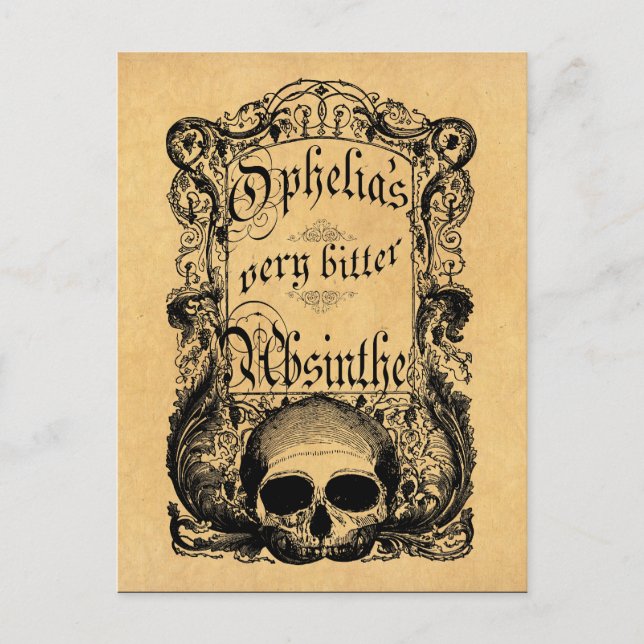 Postal La absinthe muy amarga de Ophelia (Anverso)