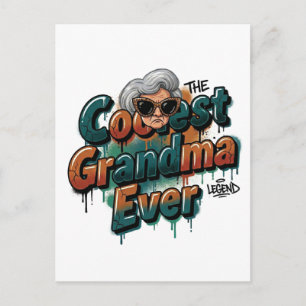 Postal La Abuela Más Guay de Todas Genial Graffiti de Dib