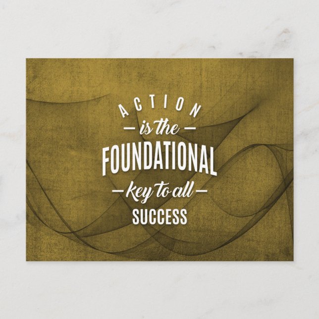 Postal La acción es clave - Cita de motivación. (Anverso)