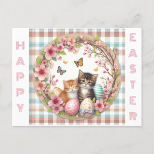 Postal La acuarela de Pascua puso dos gatitos
