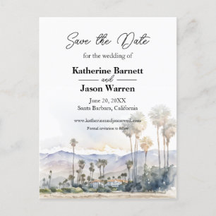 Postal La acuarela de Santa Barbara Beach Save the Date