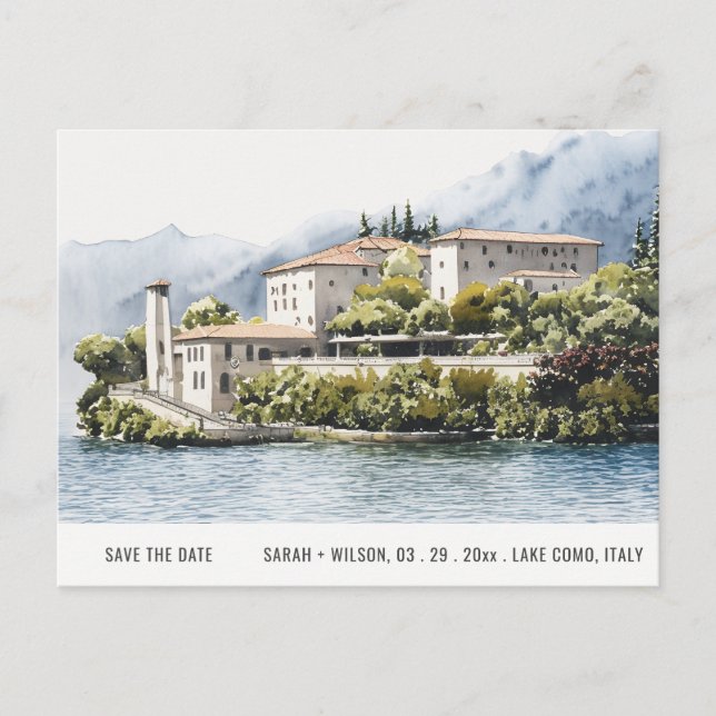 Postal La acuarela del lago Como Norte de Italia salva la (Anverso)