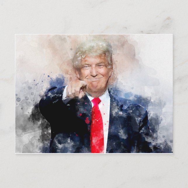 Postal La acuarela del retrato de Donald Trump (Anverso)