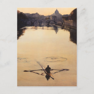 Postal La acuarela del río Tíber "El Oarsman"