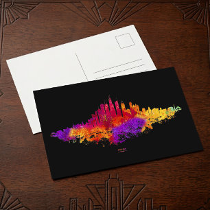 Postal La acuarela del Skyline de Chicago en blanco