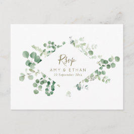 Postal La acuarela eucalipto deja la boda RSVP Postcard