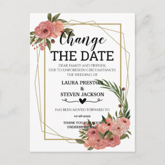 Postal La acuarela geométrica floral cambia la fecha