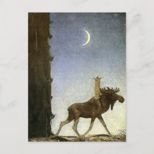 Postal La acuarela "Salta el Elk" de John Bauer