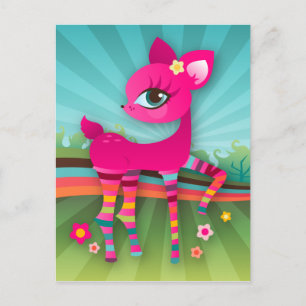 Postal La adorable fantasía rosada en las medias arcoiris