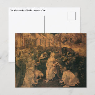 Postal La adoración de los magos de Leonardo da Vinci