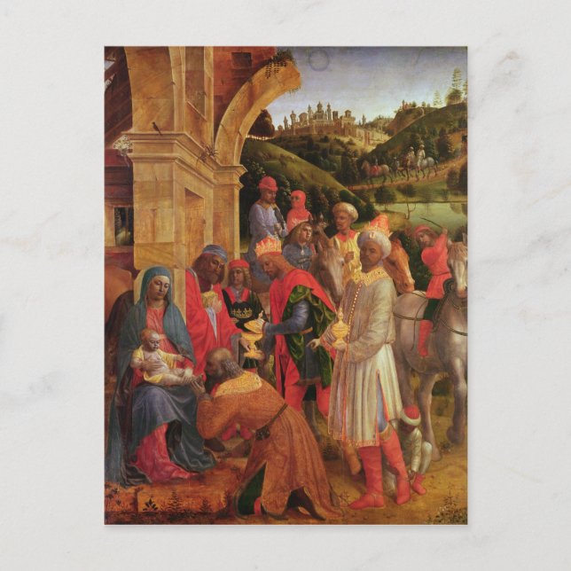 Postal La adoración de los reyes (Anverso)