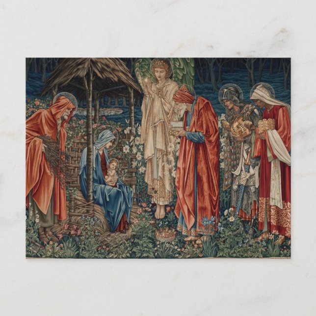 Postal La adoración del Magi por Edward Burne-Jones (Anverso)