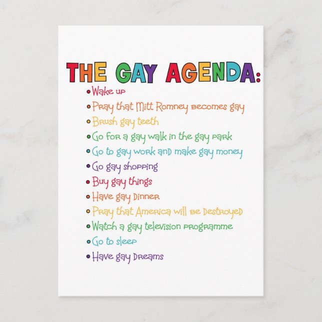 Postal La agenda gay (Anverso)