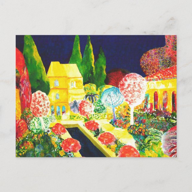 Postal La Alhambra de noche. (Anverso)