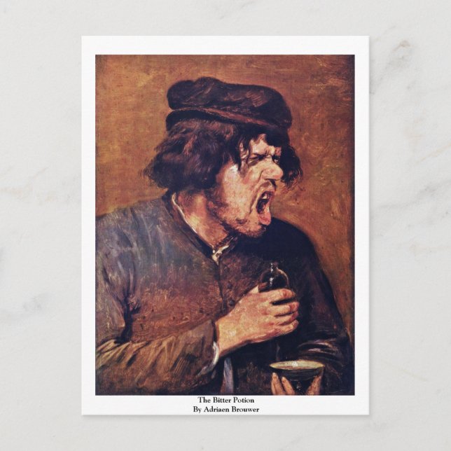 Postal La Amarga Poción De Adriaen Brouwer (Anverso)