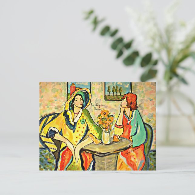 Postal La amistad es una bendición (Anverso de pie)