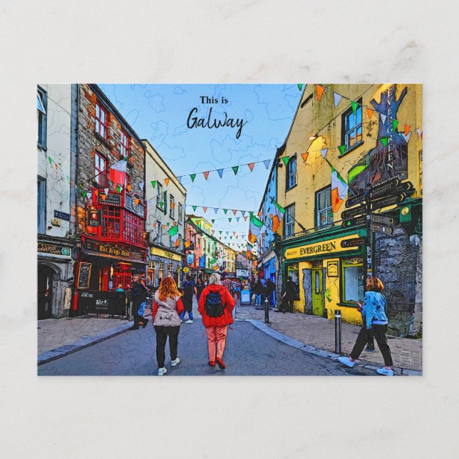 Postal La animada ciudad de Galway-Irlanda (Anverso)