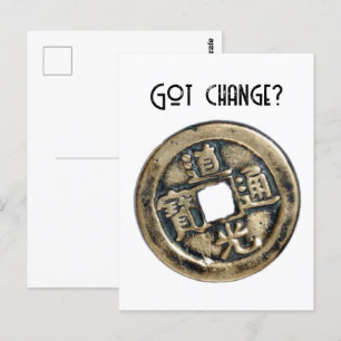 Postal La antigua moneda china de banliang, el diseño "Go