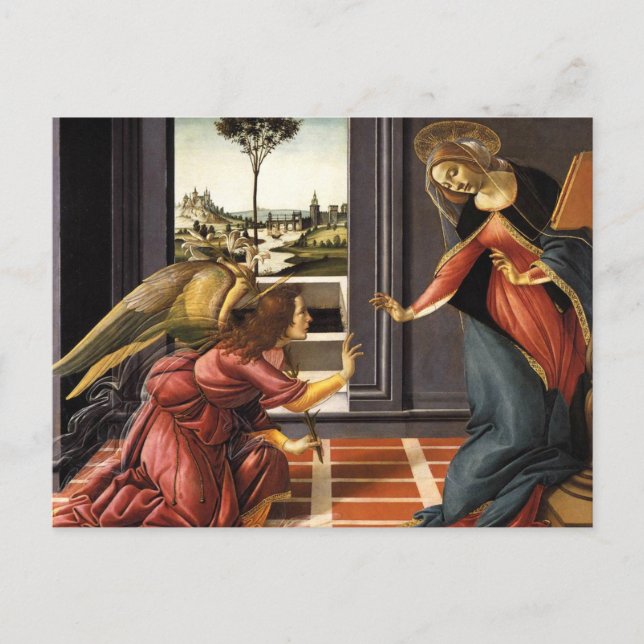 Postal La Anunciación - Sandro Botticelli (Anverso)