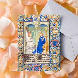 Postal La Anunciación Virgen María Iluminación Medieval