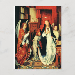 Postal La anuncio de la Virgen María por Hans Memling
