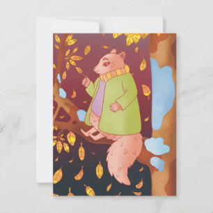 Postal La ardilla del otoño