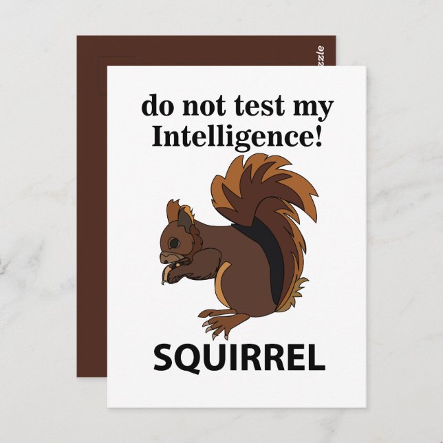 Postal La ardilla no prueba mi ardilla de inteligencia (Anverso / Reverso)