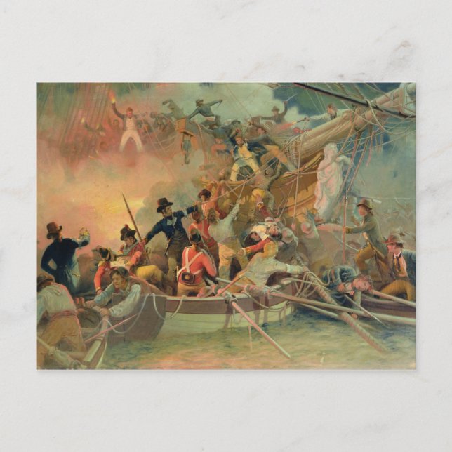 Postal La armada inglesa conquistando un barco francés (Anverso)
