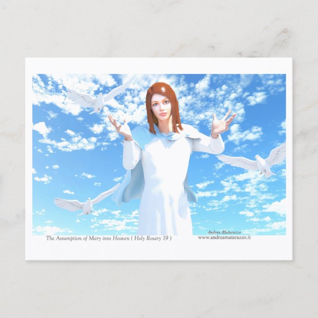 Postal La Asunción de María al Cielo (Anverso)