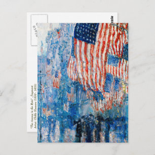 Postal "La avenida en la lluvia" por Childe Hassam