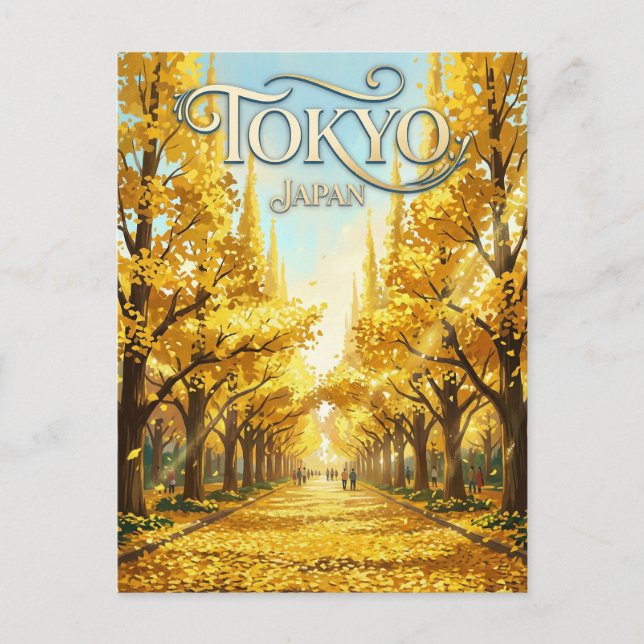 Postal La Avenida Ginkgo Japón (Anverso)