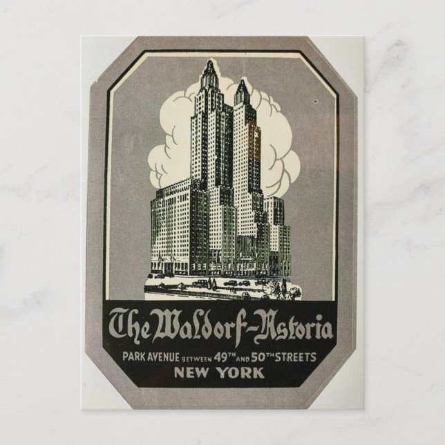 Postal la avenida Waldorf Astoria Park. Ciudad de Nueva Y (Anverso)