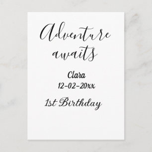 Postal La aventura espera feliz cumpleaños número 1 nombr