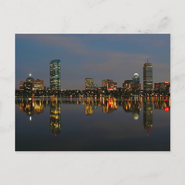 Postal La bahía trasera de Boston de noche (Anverso)