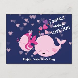 Postal La ballena dulce siempre te ama a San Valentín