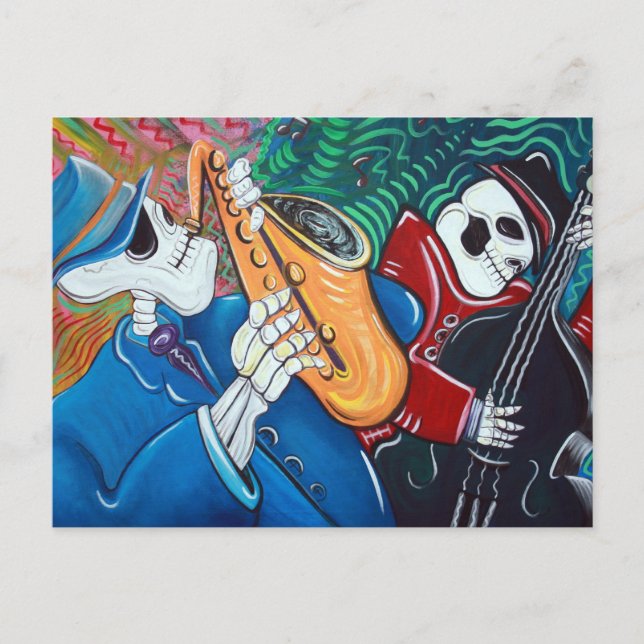 Postal La banda de huesos del blues malo (Anverso)