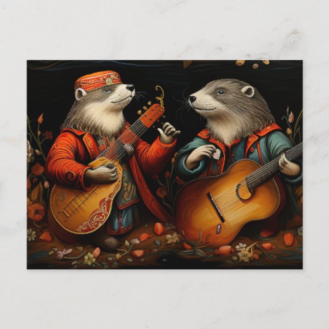 Postal La banda Otter Duet de Arte Popular (Anverso)