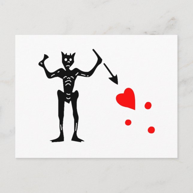 Postal La Bandera Auténtica De La Barba Negra (Anverso)