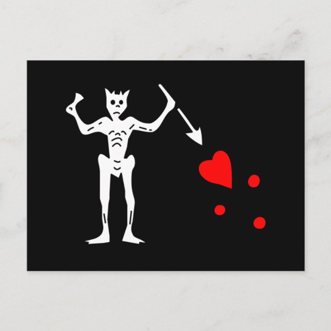 Postal La Bandera Auténtica De La Barba Negra (Anverso)