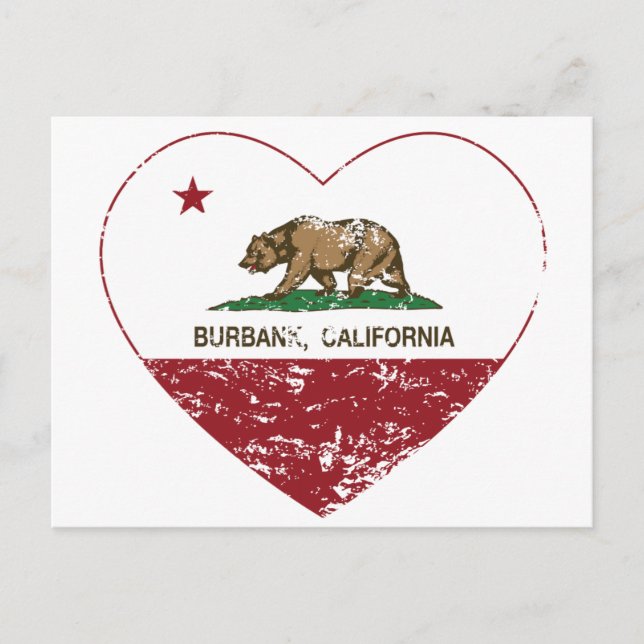 Postal la bandera de california se agita el corazón (Anverso)