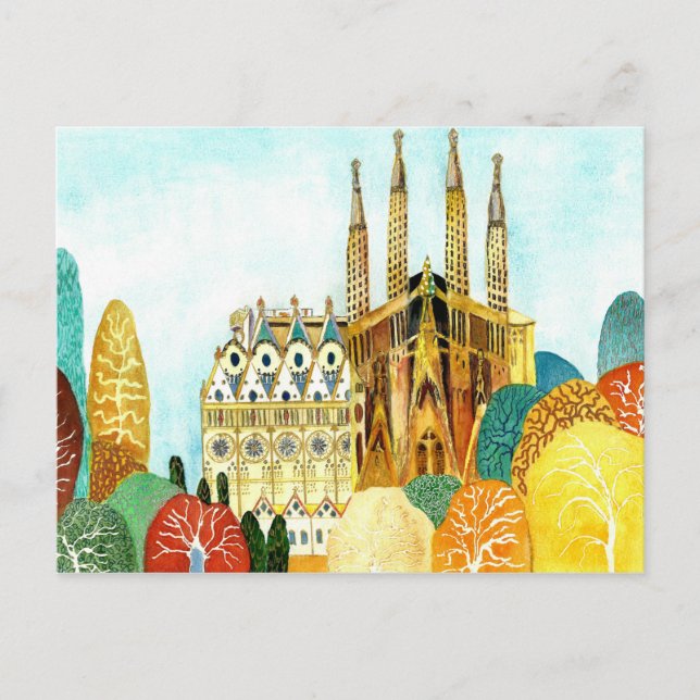 Postal La Barcelona de Gaudí. (Anverso)