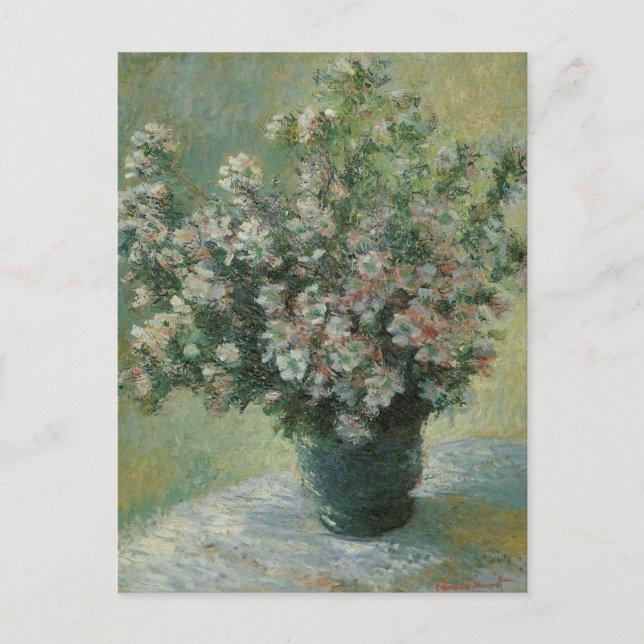Postal La barrera de flores de Claude Monet (Anverso)