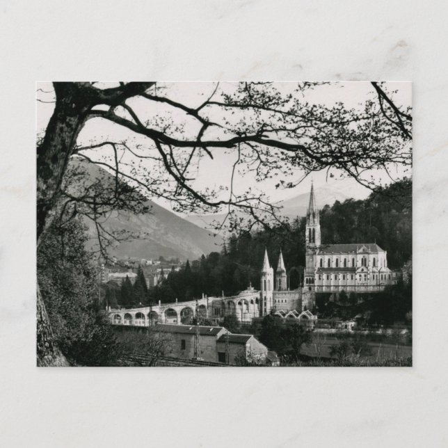 Postal La Basilique, Lourdes, France Vintage (Anverso)
