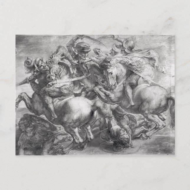 Postal La Batalla de Anghiari según Leonardo da Vinci (Anverso)